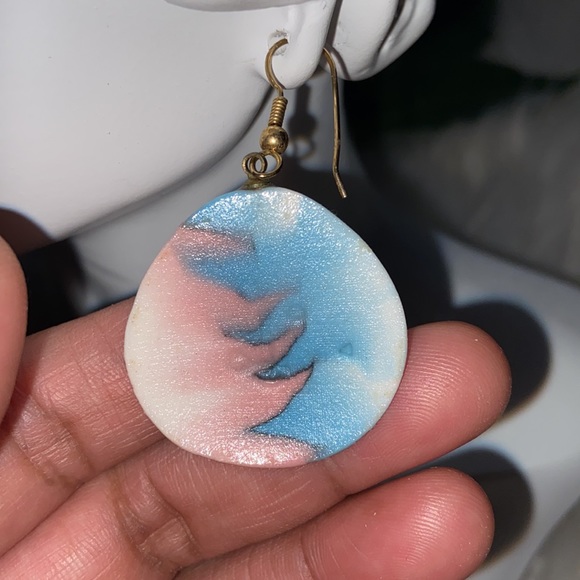 Ceramic Pastel Color Gold Tone Earrings - Picture 11 of 17